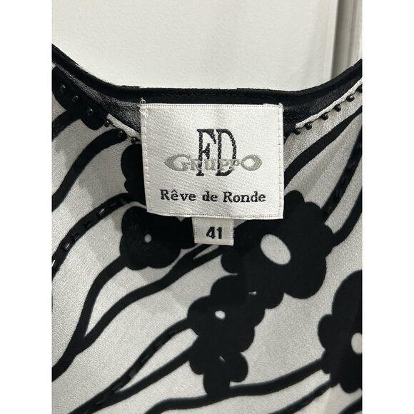 FD Rêve De Ronde Black Sheer Floral Print Top Set 3/4 Sleeves Matching Sleeveles - Picture 12 of 16